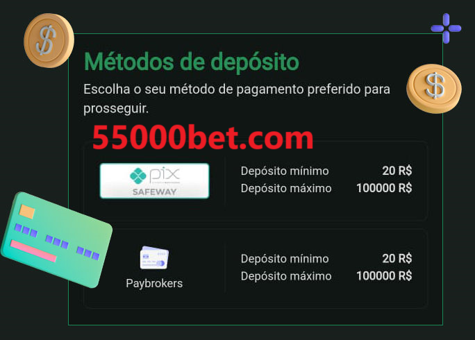 O cassino 5500bet oferece uma grande variedade de métodos de pagamento